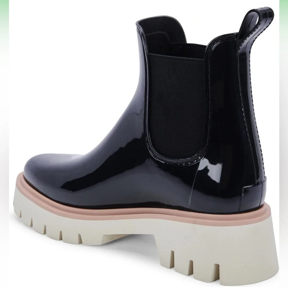 NEW Dolce Vita Thundr H2O Waterproof Chelsea Rain Boot Black Patent